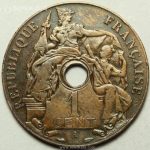 سکه 1 سنت هندوچین مستعمره فرانسه 1937 (بسیار کمیاب)