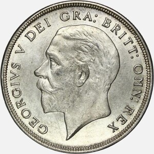 Rare British 1 Crown 1936 (Wreath Crown)(George V)(AU) coin