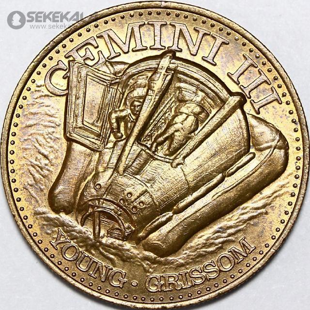 coin collection store.www.sekekala.com040316 (130) مدال یادبودی فضاپیمای جمینی 3 - 1969 (AU)