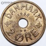 سکه 2 اوره کمیاب دانمارک 1932