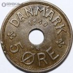 سکه 5 اوره کمیاب دانمارک 1940