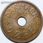 سکه 5 اوره کمیاب دانمارک 1940