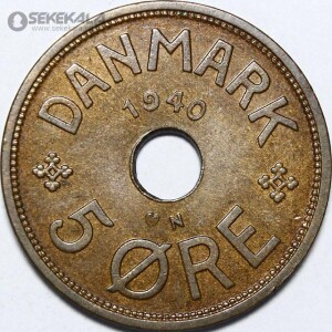 سکه 5 اوره کمیاب دانمارک 1940