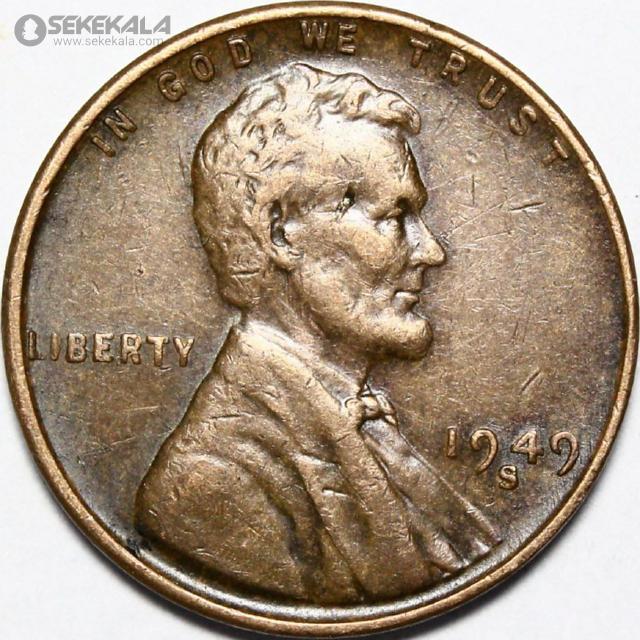 coin collection store.www.sekekala.com040404 (17) سکه 1 سنت قدیمی لینکلن آمریکا 1949 S