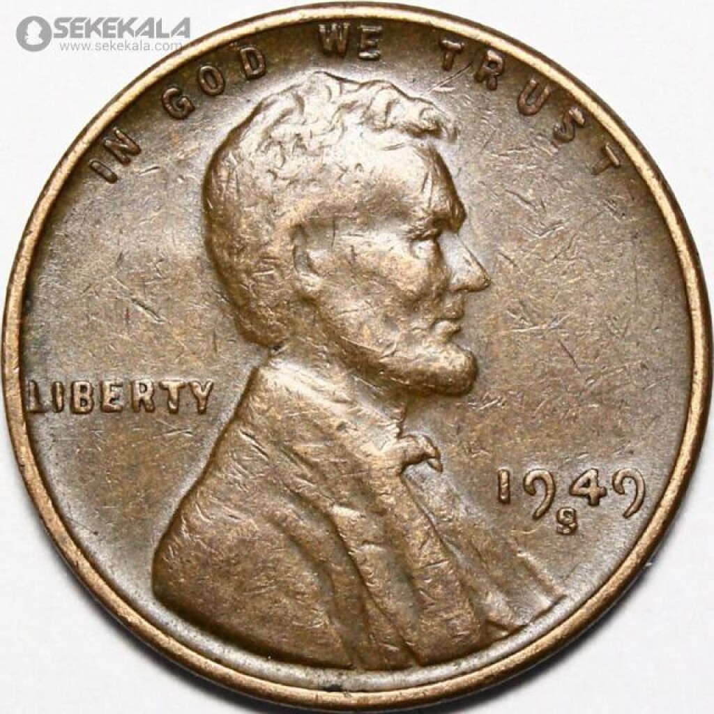 سکه 1 سنت قدیمی لینکلن آمریکا 1949 S