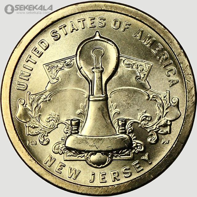 1000064935(1) سکه 1 دلار یادبودی آمریکا 2019 (اختراع لامپ - ادیسون)(UNC)