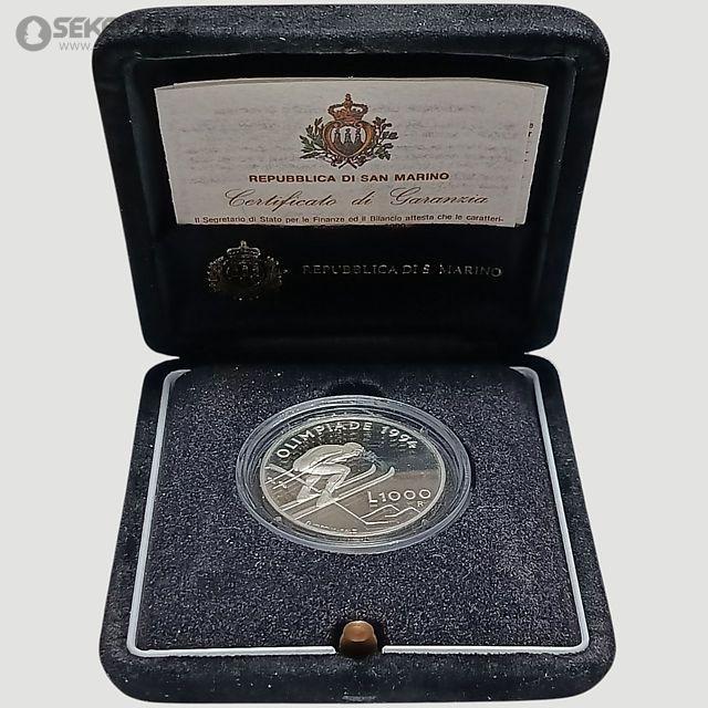 coin collection store.www.sekekala.com040423 (49) سکه 1000 لیره نقره پروف سان مارینو 1994 (به همراه جعبه و شناسنامه)