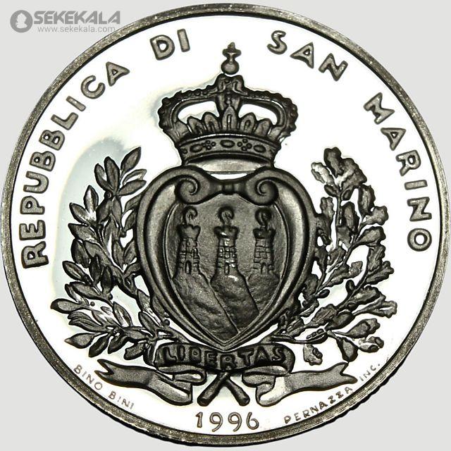 coin collection store.www.sekekala.com040423 (54) سکه 10000 لیره نقره پروف سان مارینو 1996 (به همراه جعبه فابریک و شناسنامه)