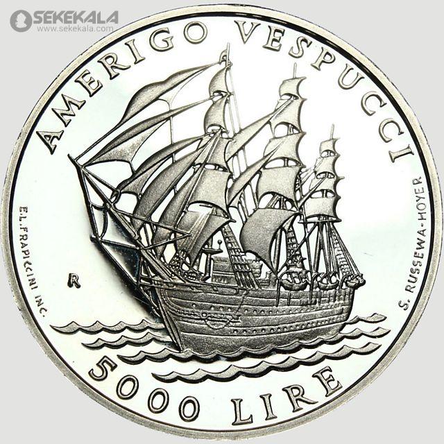 coin collection store.www.sekekala.com040423 (70) مجموعه دو عددی 5000 لیره نقره پروف سان مارینو 1995 (به همراه جعبه فابریک و شناسنامه)