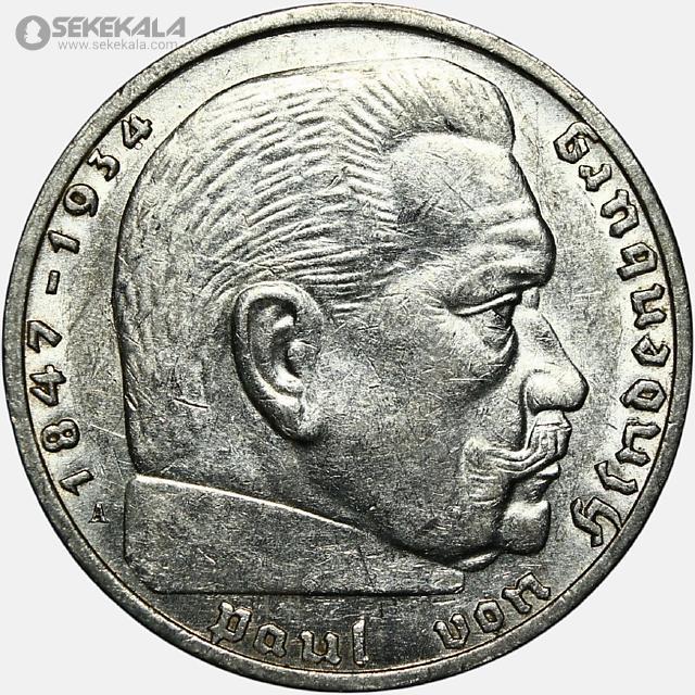 coin collection store.www.sekekala.com040425 (202) سکه 2 رایش مارک نقره کمیاب آلمان نازی 1939 A (کیفیت AU)