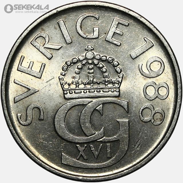 coin collection store.www.sekekala.com040425 (260) سکه 5 کرون سوئد 1988 (AU)