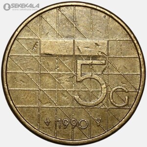 سکه 5 گولدن هلند 1990 (ملکه بئاتریس)