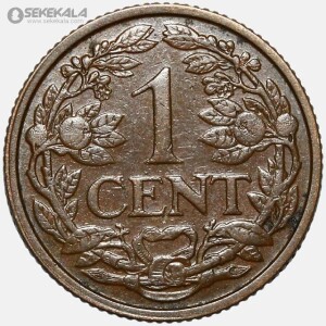 سکه 1 سنت قدیمی هلند 1938 (ملکه ویلهلمینا)