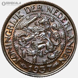 سکه 1 سنت قدیمی هلند 1937 (ملکه ویلهلمینا) (UNC)