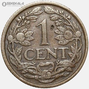 سکه 1 سنت قدیمی هلند 1917 (ملکه ویلهلمینا)