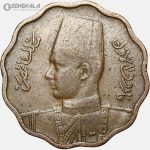 سکه 10 ملیم کمیاب مصر 1938 (ملک فاروق)