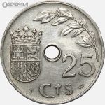 سکه 25 سنتیمو بسیار کمیاب اسپانیا 1937