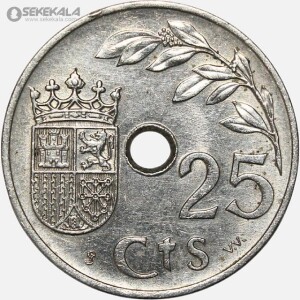 سکه 25 سنتیمو بسیار کمیاب اسپانیا 1937
