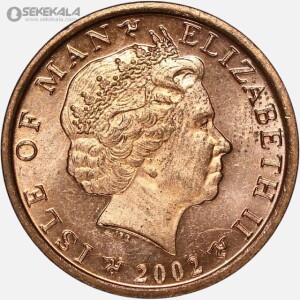 سکه 1 پنی کمیاب جزیره من (isle of man) 2002