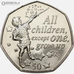 سکه 50 پنس یادبودی بسیارکمیاب جزیره من 2019 (isle of man)(peter pan)