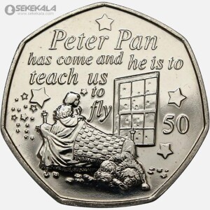 سکه 50 پنس یادبودی بسیارکمیاب جزیره من 2019 (isle of man)(peter pan)