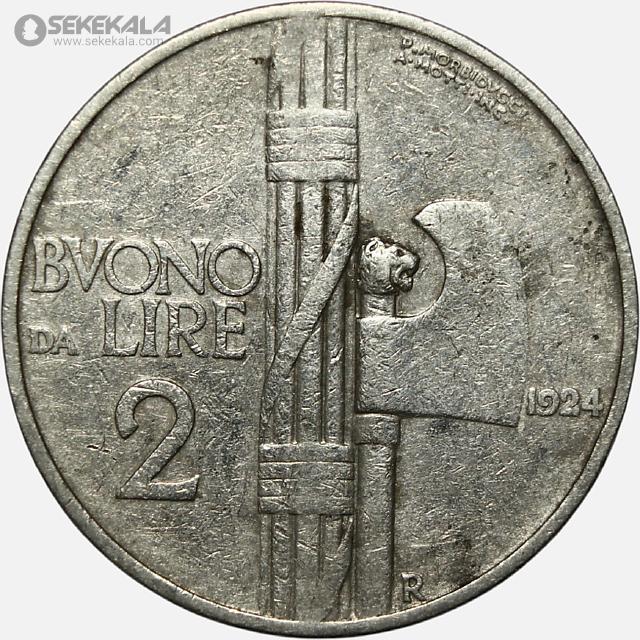 Coin collection store سکه خارجی www.sekekala.com040601 (250) سکه 2 لیره قدیمی ایتالیا 1924 (امانوئل سوم)(بسیار کمیاب)