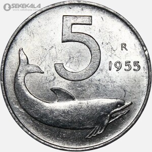 سکه 5 لیره ایتالیا 1955 (+AU)