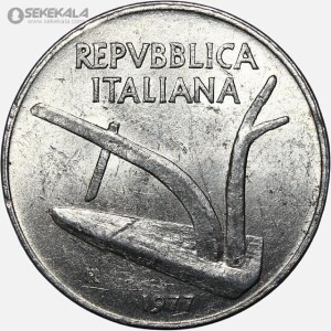 سکه 10 لیره ایتالیا 1977 (+AU)