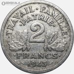 سکه 2 فرانک فرانسه 1943 (دولت ویشی)