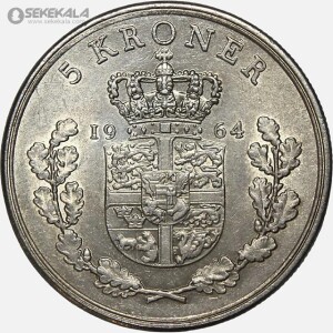 سکه 5 کرون دانمارک 1964 (شاه فردریک نهم)