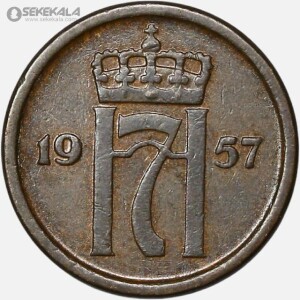 سکه 1 اوره کمیاب نروژ 1957 (هاکان هفتم)