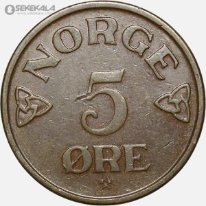 سکه 5 اوره کمیاب نروژ 1955 (هاکان هفتم)