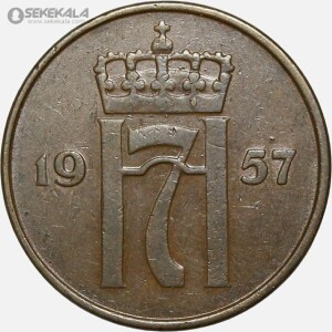 سکه 5 اوره کمیاب نروژ 1957 (هاکان هفتم)