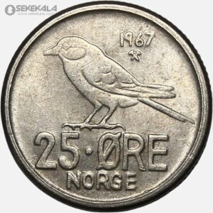 سکه 25 اوره نروژ 1967 (UNC)