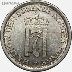 سکه 1 کرون کمیاب نروژ 1951 (هارکان هفتم)(AU)