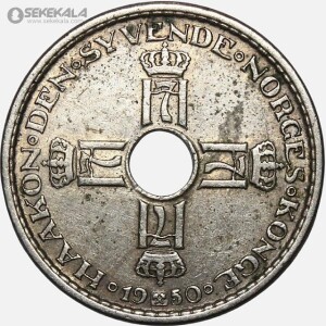 سکه 1 کرون کمیاب نروژ 1950 (هاکان هفتم)
