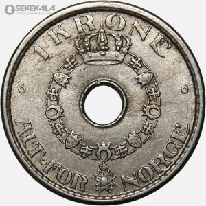 سکه 1 کرون کمیاب نروژ 1950 (هاکان هفتم) (AU)
