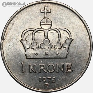 سکه 1 کرون نروژ 1975 (اولاف پنجم) (UNC)