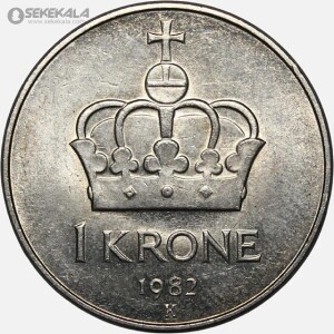 سکه 1 کرون نروژ 1982 (اولاف پنجم) (UNC)