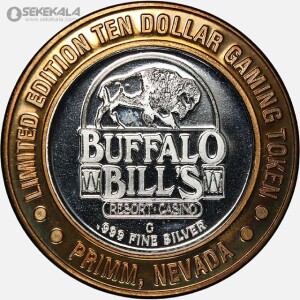 ژتون 10 دلار دوفلزی نقره آمریکا 1997 (کازینو بوفالو بیلز)(بسیار کمیاب و کلکسیونی)