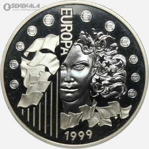 سکه 6.55957 فرانک پروف نقره فرانسه 1999 + جعبه فابریک (بسیار کمیاب)