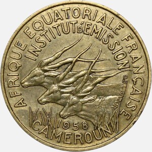 سکه 10 فرانک نایاب کامرون 1958 (آفریقای استوایی مستعمره فرانسه)