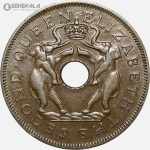 سکه 1 پنی رودزیا مستعمره بریتانیا 1957 (ملکه الیزابت)(بسیار کمیاب)