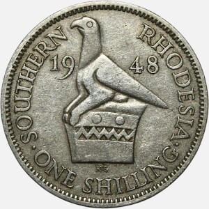 سکه 1 شیلینگ رودزیای جنوبی مستعمره بریتانیا 1948 (جرج ششم)(بسیار کمیاب)