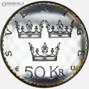 سکه 50 کرون پروف نقره سوئد 1975 (قانون اساسی)