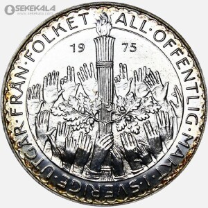 سکه 50 کرون پروف نقره سوئد 1975 (قانون اساسی)