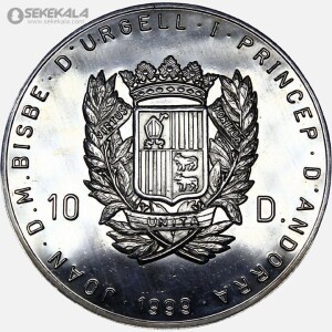 سکه 10 دینر نقره پروف آندورا 1999 (میلاد مسیح)