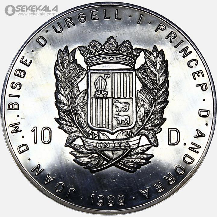 coin colletion store sekekala.comسکه خارجی 040629 (27) سکه 10 دینر نقره پروف آندورا 1999 (میلاد مسیح)