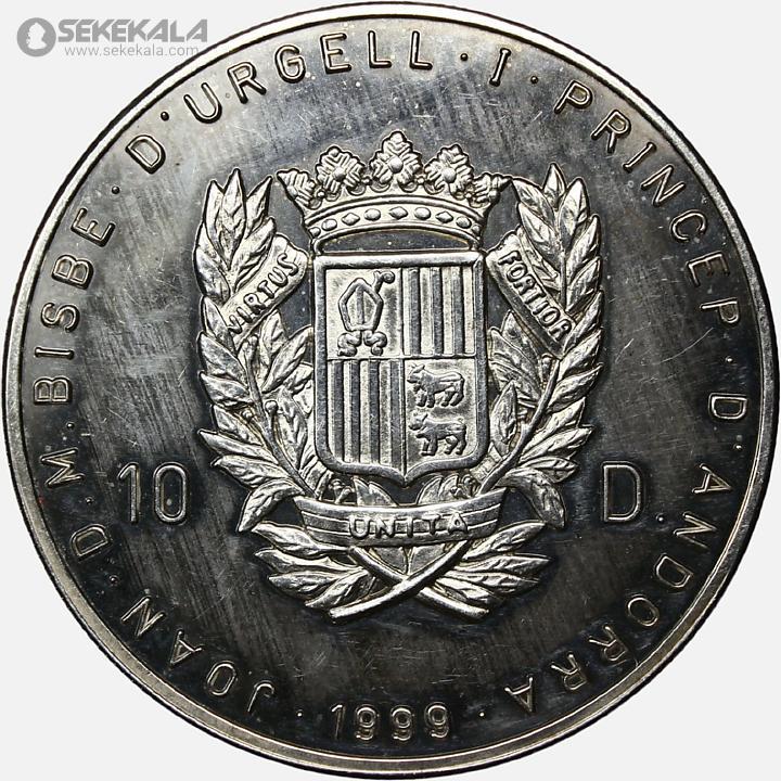coin colletion store sekekala.comسکه خارجی 040629 (29) سکه 10 دینر نقره پروف آندورا 1999 (میلاد مسیح)