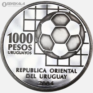 سکه 1000 پزو پروف نقره اروگوئه 2004 (صدمین سالگرد فیفا)